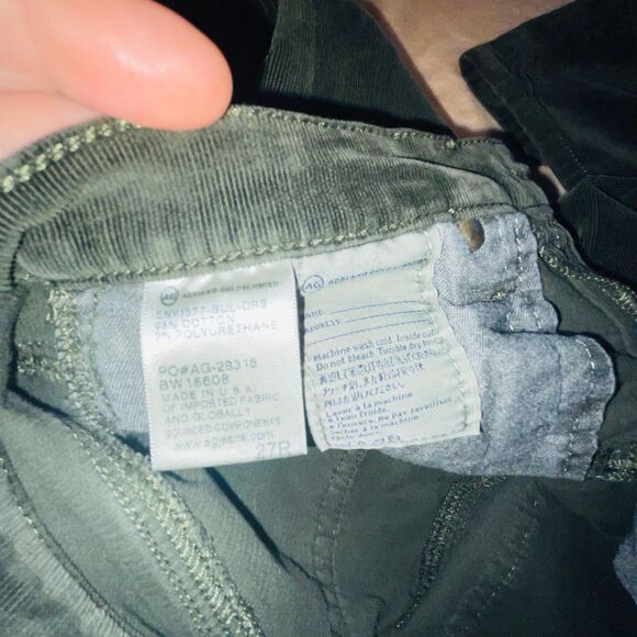 AG Adriano Goldschmeid THE STEVIE ANKLE Green Corduroy Pants 27R Fits 28x28 - Picture 12 of 15
